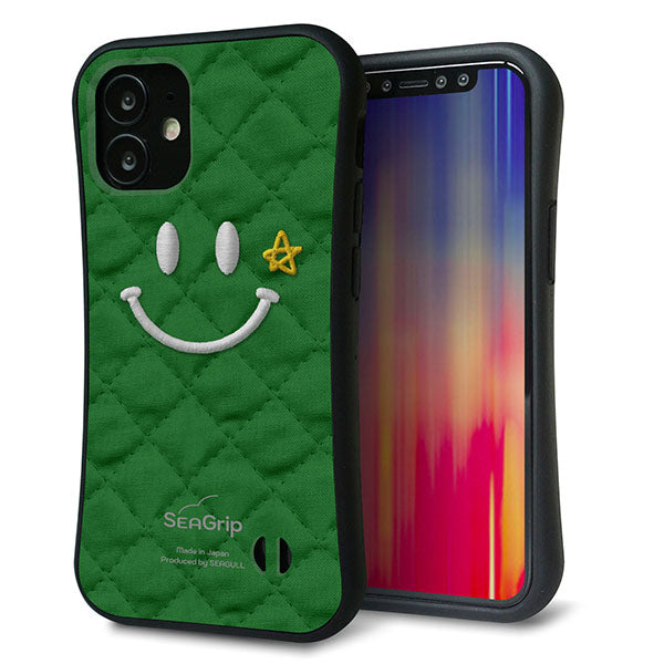 iPhone12 mini スマホケース 「SEA Grip」 グリップケース Sライン 【KM936 スマイル スター グリーン 】 UV印刷