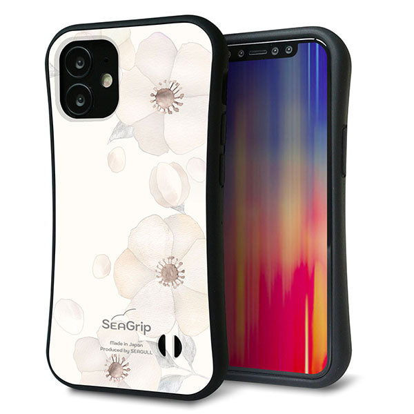 iPhone12 mini スマホケース 「SEA Grip」 グリップケース Sライン 【SC952 ドゥ・フルール(セピア)】 UV印刷