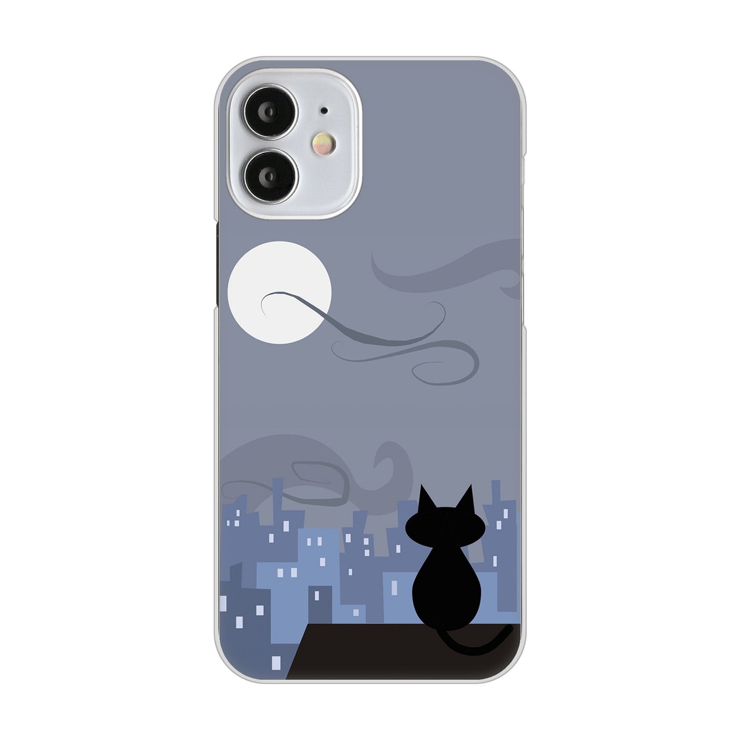 iPhone12 mini 高画質仕上げ 背面印刷 ハードケース 夜とネコ