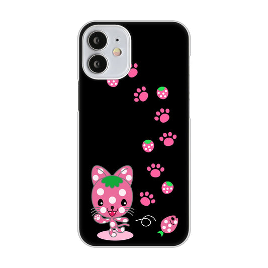 iPhone12 mini 高画質仕上げ 背面印刷 ハードケース むかいあぐる イチゴ猫のにゃんベリー