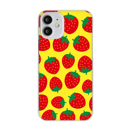 iPhone12 mini 高画質仕上げ 背面印刷 ハードケース 小さいイチゴ模様