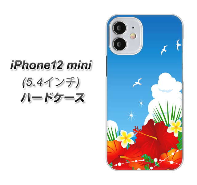 iPhone12 mini 高画質仕上げ 背面印刷 ハードケース 【VA821 ハイビスカスと青空】