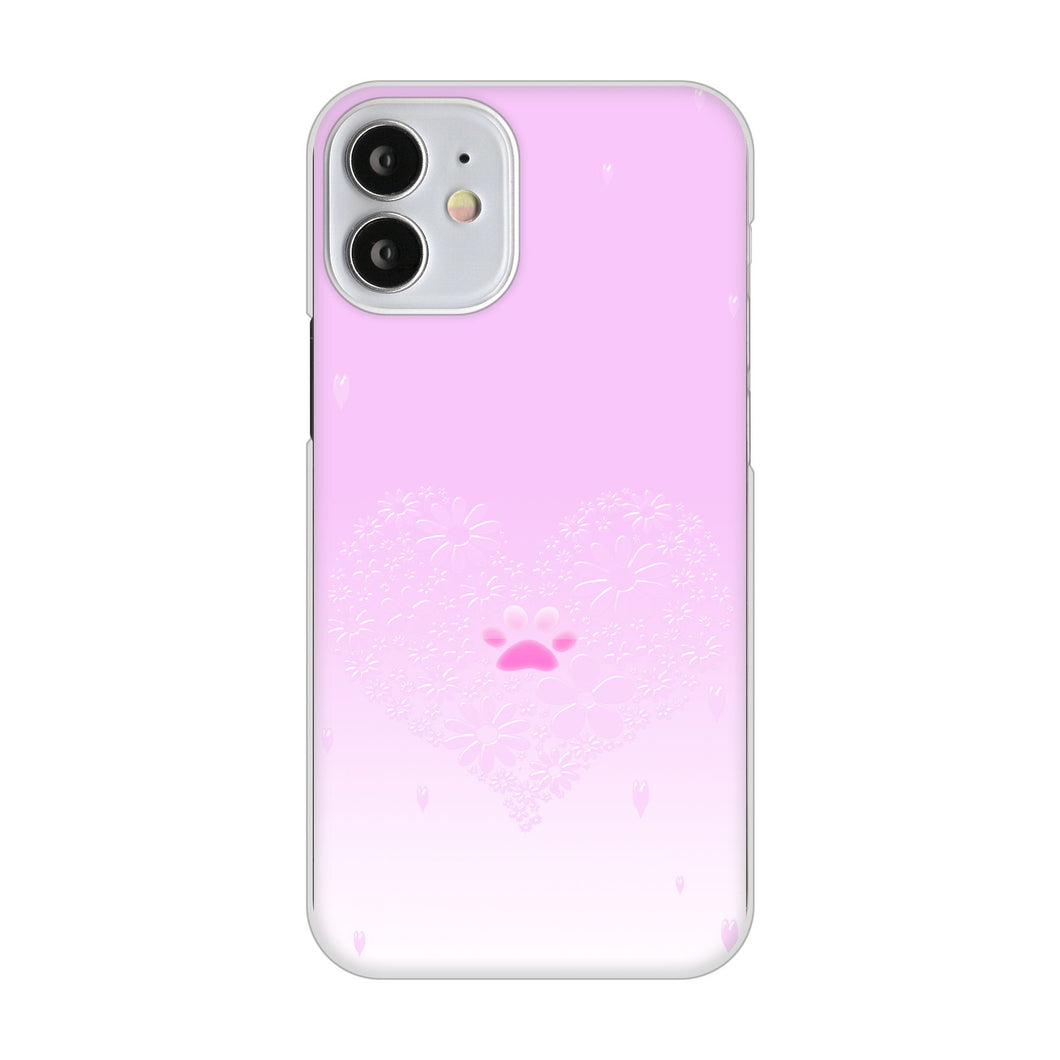 iPhone12 mini 高画質仕上げ 背面印刷 ハードケース ハートと肉球