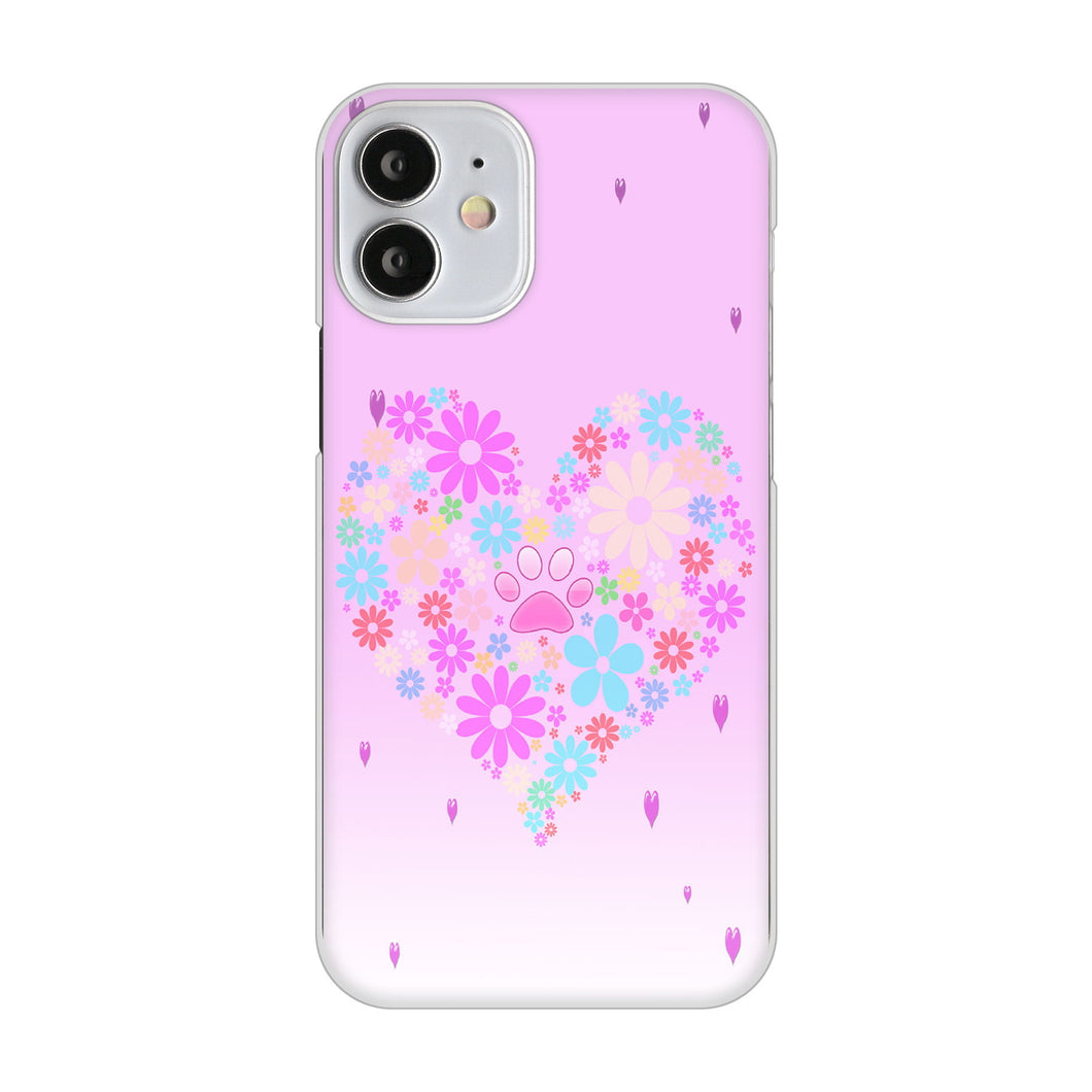 iPhone12 mini 高画質仕上げ 背面印刷 ハードケース ハートと肉球