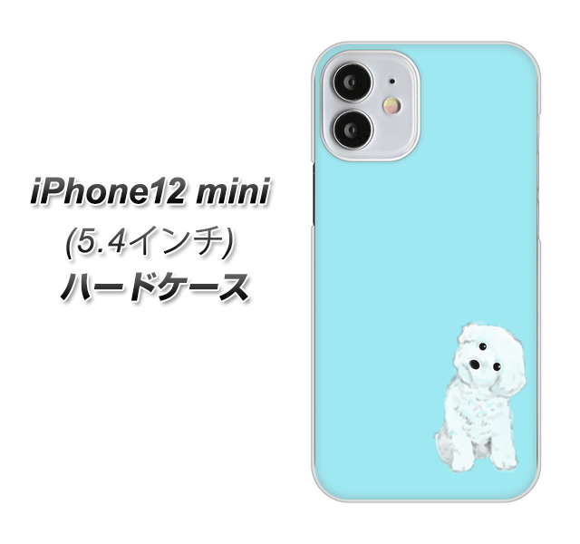 iPhone12 mini 高画質仕上げ 背面印刷 ハードケース【YJ070 トイプードルホワイト（ブルー）】