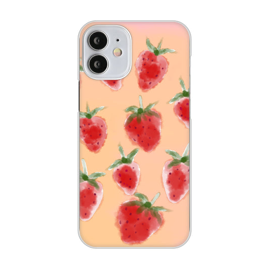 iPhone12 mini 高画質仕上げ 背面印刷 ハードケース イチゴ 水彩