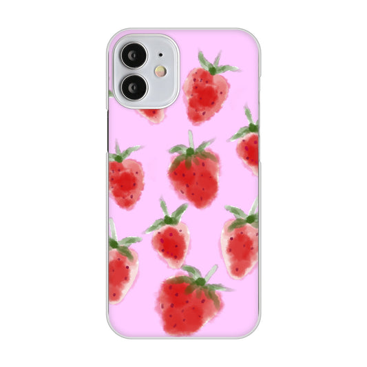 iPhone12 mini 高画質仕上げ 背面印刷 ハードケース イチゴ 水彩