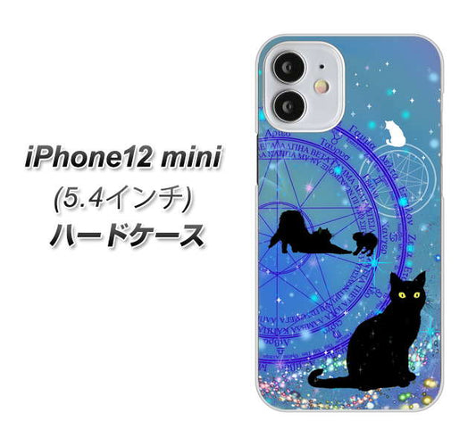iPhone12 mini 高画質仕上げ 背面印刷 ハードケース【YJ327 魔法陣猫 キラキラ　かわいい】