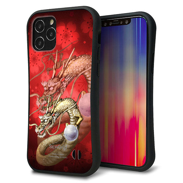 iPhone12 Pro スマホケース 「SEA Grip」 グリップケース Sライン 【1004 桜と龍】 UV印刷