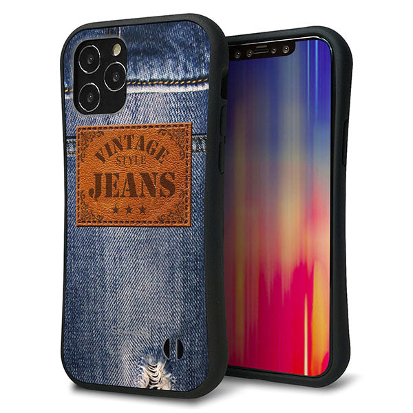 iPhone12 Pro スマホケース 「SEA Grip」 グリップケース Sライン 【SC921 ダメージデニム レザータグ】 UV印刷