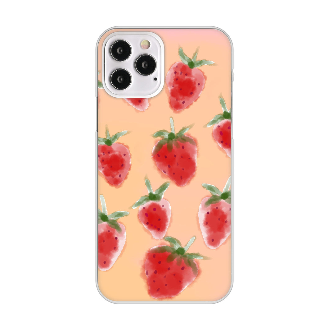 iPhone12 Pro 高画質仕上げ 背面印刷 ハードケース イチゴ 水彩