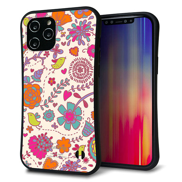 iPhone12 Pro Max スマホケース 「SEA Grip」 グリップケース Sライン 【323 小鳥と花】 UV印刷