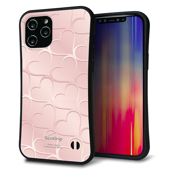 iPhone12 Pro Max スマホケース 「SEA Grip」 グリップケース Sライン 【1340 かくれハート ローズピンク】 UV印刷