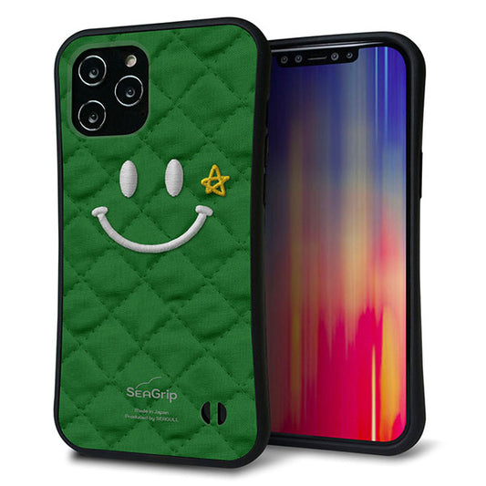 iPhone12 Pro Max スマホケース 「SEA Grip」 グリップケース Sライン 【KM936 スマイル スター グリーン 】 UV印刷