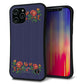 iPhone12 Pro Max スマホケース 「SEA Grip」 グリップケース Sライン 【KM943 花刺繍風 レッドフラワー ネイビー 】 UV印刷