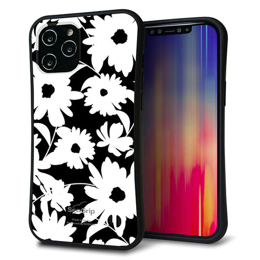 iPhone12 Pro Max スマホケース 「SEA Grip」 グリップケース Sライン 【SC915 花柄モノトーン 04】 UV印刷