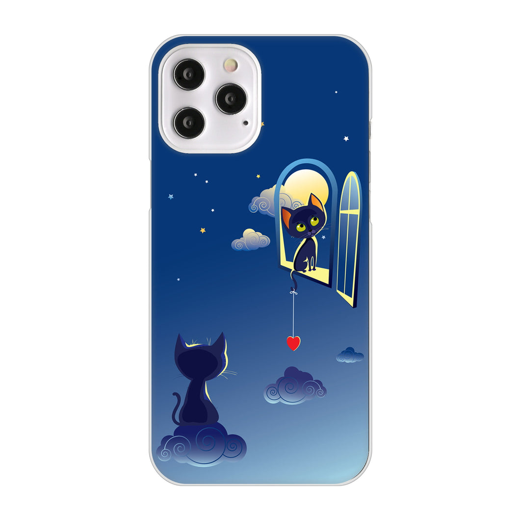 iPhone12 Pro Max 高画質仕上げ 背面印刷 ハードケース 夜とネコ