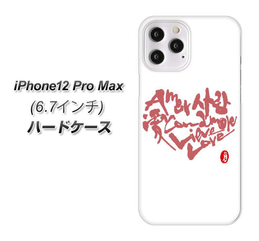 iPhone12 Pro Max 高画質仕上げ 背面印刷 ハードケース【OE801 世界の言葉で「愛（ホワイト）」のデザイン筆文字（書道家作品）】