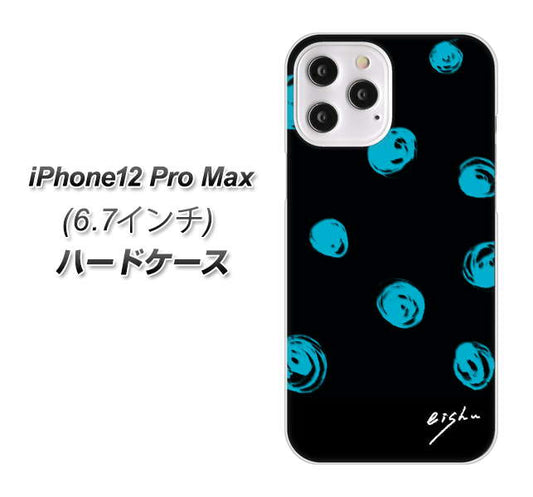 iPhone12 Pro Max 高画質仕上げ 背面印刷 ハードケース【OE838 手描きシンプル ブラック×ブルー】