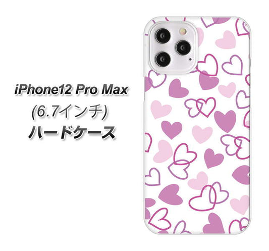 iPhone12 Pro Max 高画質仕上げ 背面印刷 ハードケース【VA928 ハートがいっぱい パープル】