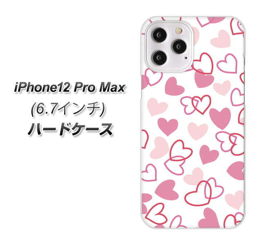 iPhone12 Pro Max 高画質仕上げ 背面印刷 ハードケース【VA929 ハートがいっぱい ピンク】