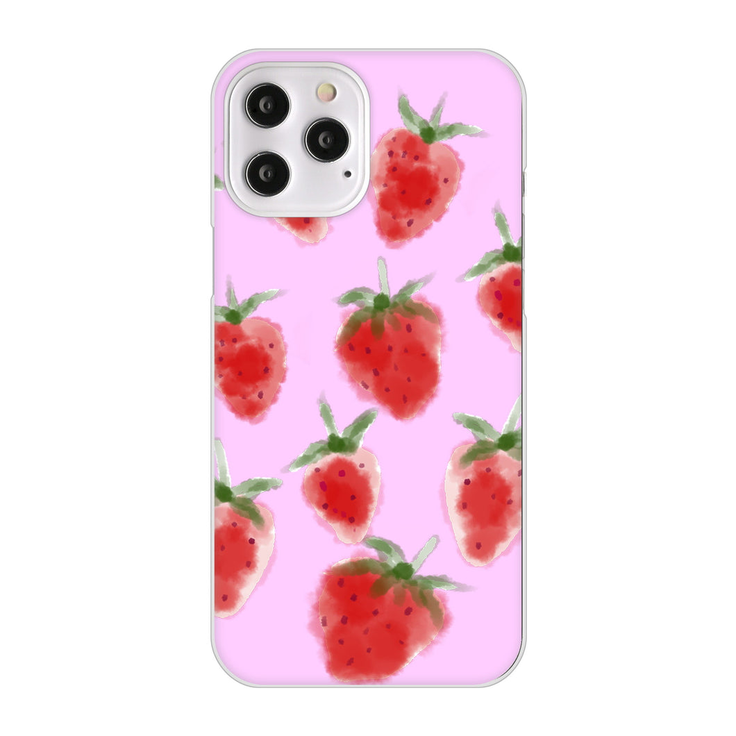 iPhone12 Pro Max 高画質仕上げ 背面印刷 ハードケース イチゴ 水彩