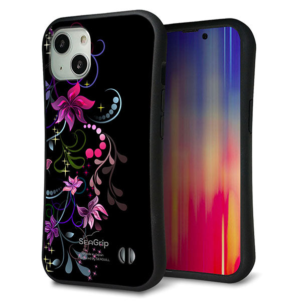 iPhone13 スマホケース 「SEA Grip」 グリップケース Sライン 【263 闇に浮かぶ華】 UV印刷