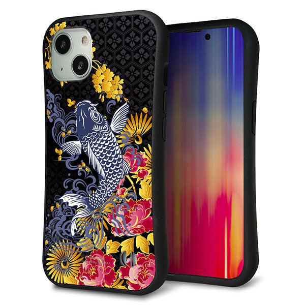 iPhone13 スマホケース 「SEA Grip」 グリップケース Sライン 【1028 牡丹と鯉】 UV印刷