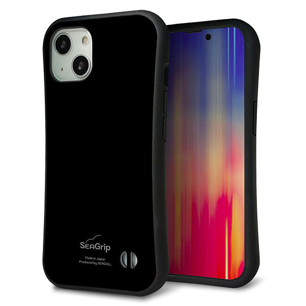iPhone13 スマホケース 「SEA Grip」 グリップケース Sライン 【KM911 ポップカラー(ブラック)】 UV印刷