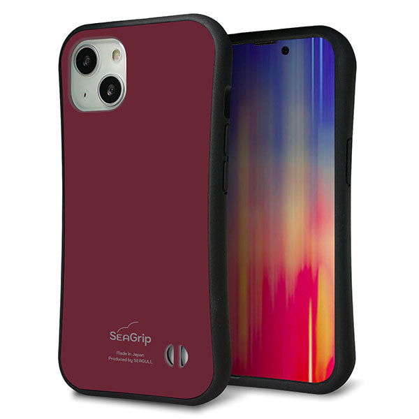 iPhone13 スマホケース 「SEA Grip」 グリップケース Sライン 【KM919 レトロカラー(バーガンディー)】 UV印刷