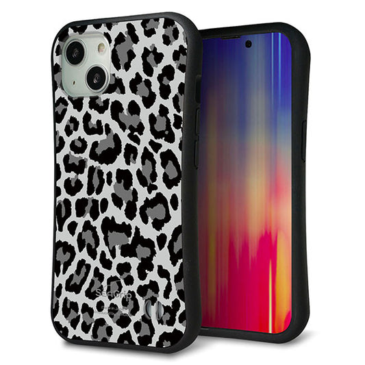 iPhone13 スマホケース 「SEA Grip」 グリップケース Sライン 【MA817 レオパード × グレー 】 UV印刷
