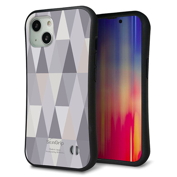 iPhone13 スマホケース 「SEA Grip」 グリップケース Sライン 【MG801 くすみブルー】 UV印刷