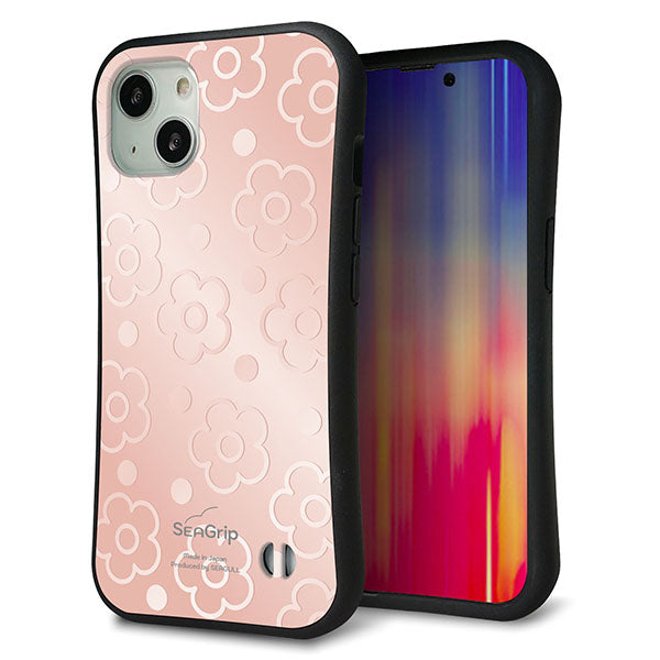 iPhone13 スマホケース 「SEA Grip」 グリップケース Sライン 【SC843 エンボス風デイジードット(ローズピンク)】 UV印刷