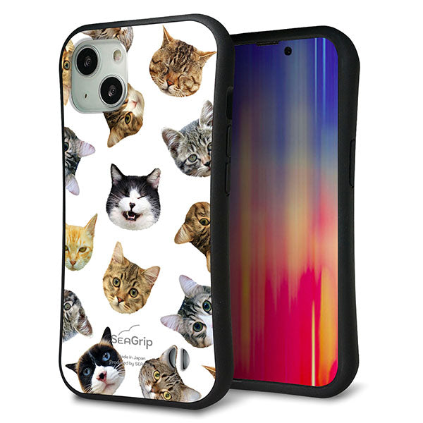 iPhone13 スマホケース 「SEA Grip」 グリップケース Sライン 【SC937 ねこどっと ホワイト】 UV印刷