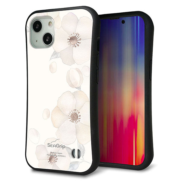 iPhone13 スマホケース 「SEA Grip」 グリップケース Sライン 【SC952 ドゥ・フルール(セピア)】 UV印刷