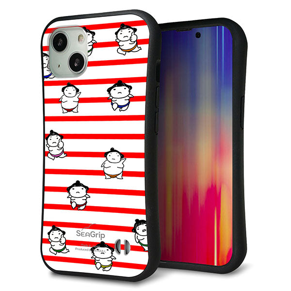 iPhone13 スマホケース 「SEA Grip」 グリップケース Sライン 【YK821 お相撲さん レッド】 UV印刷