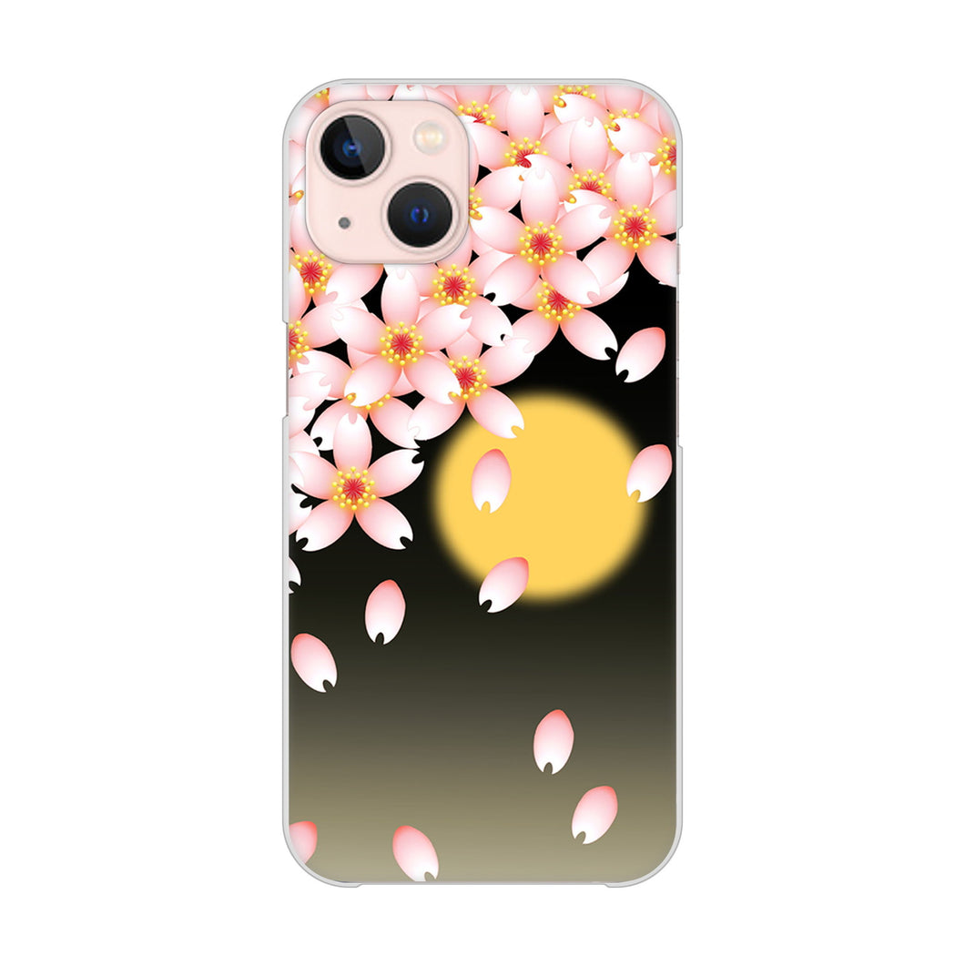 iPhone13 高画質仕上げ 背面印刷 ハードケース 【136 満月と夜桜】