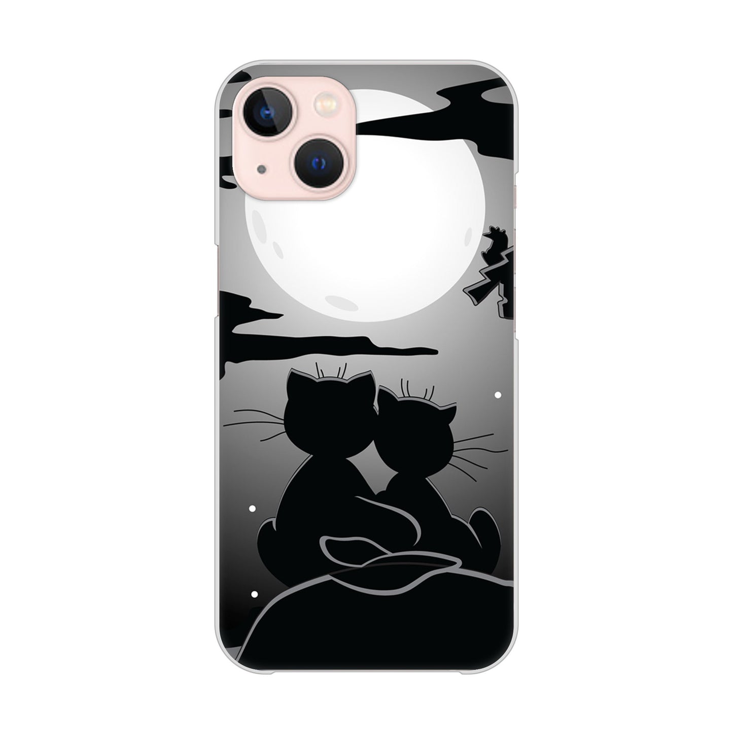 iPhone13 高画質仕上げ 背面印刷 ハードケース 夜とネコ