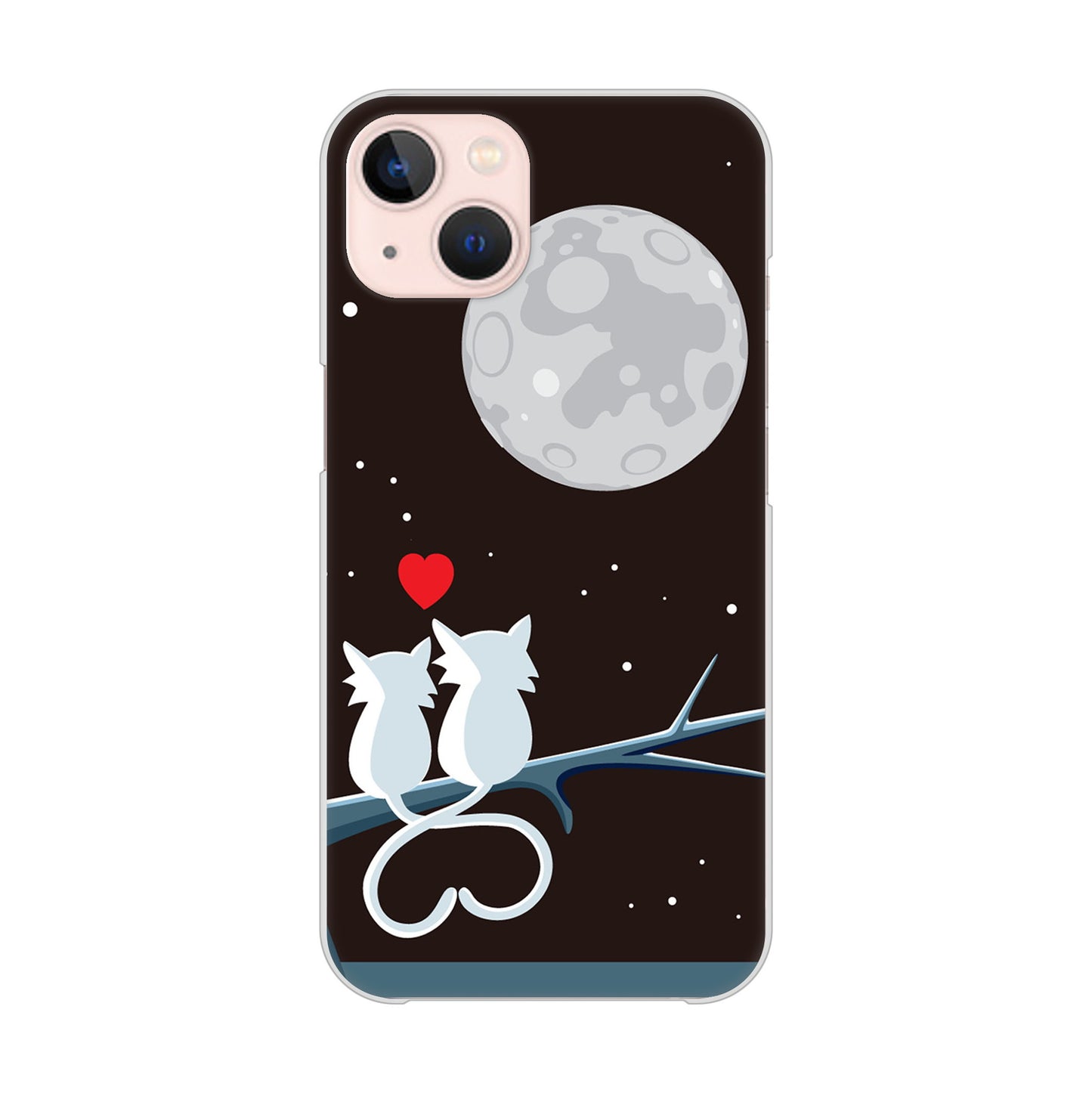 iPhone13 高画質仕上げ 背面印刷 ハードケース 夜とネコ