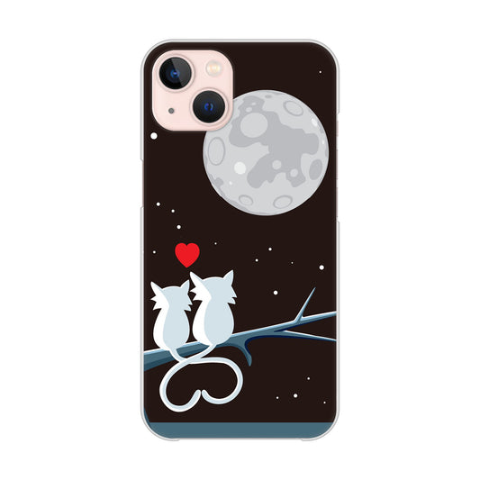 iPhone13 高画質仕上げ 背面印刷 ハードケース 夜とネコ