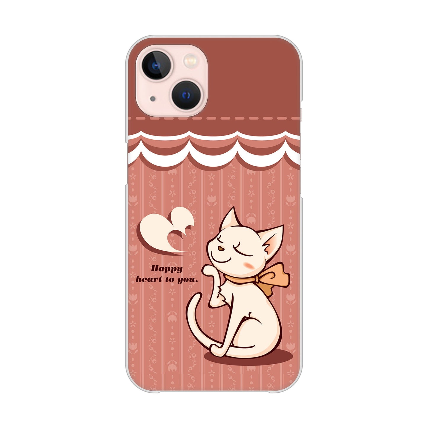 iPhone13 高画質仕上げ 背面印刷 ハードケース 【1102 ネコの投げキッス】