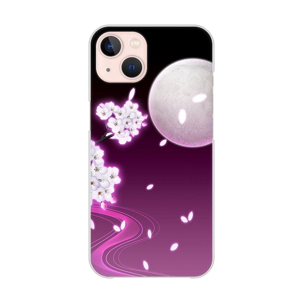 iPhone13 高画質仕上げ 背面印刷 ハードケース 【1223 紫に染まる月と桜】