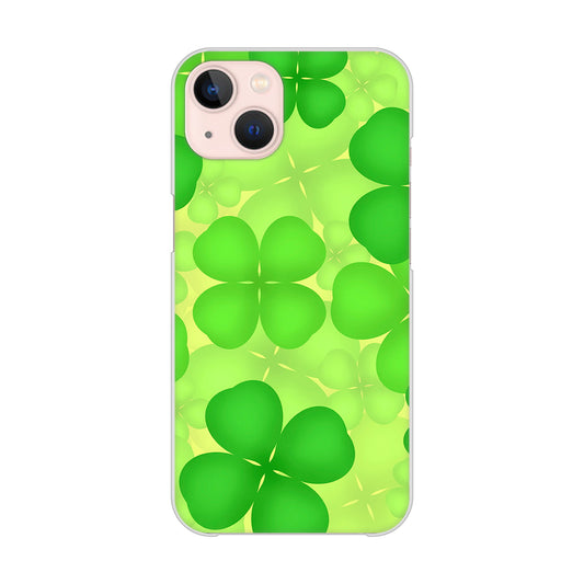 iPhone13 高画質仕上げ 背面印刷 ハードケース 【1297 四つ葉のクローバー】