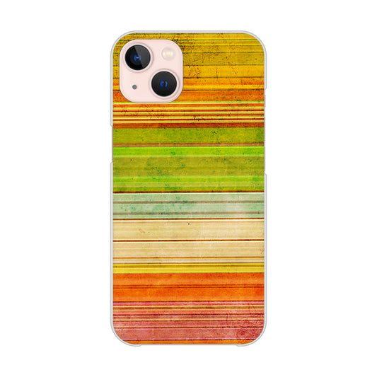 iPhone13 高画質仕上げ 背面印刷 ハードケース 【1324 ビンテージボーダー（色彩）】