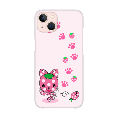 iPhone13 高画質仕上げ 背面印刷 ハードケース むかいあぐる イチゴ猫のにゃんベリー
