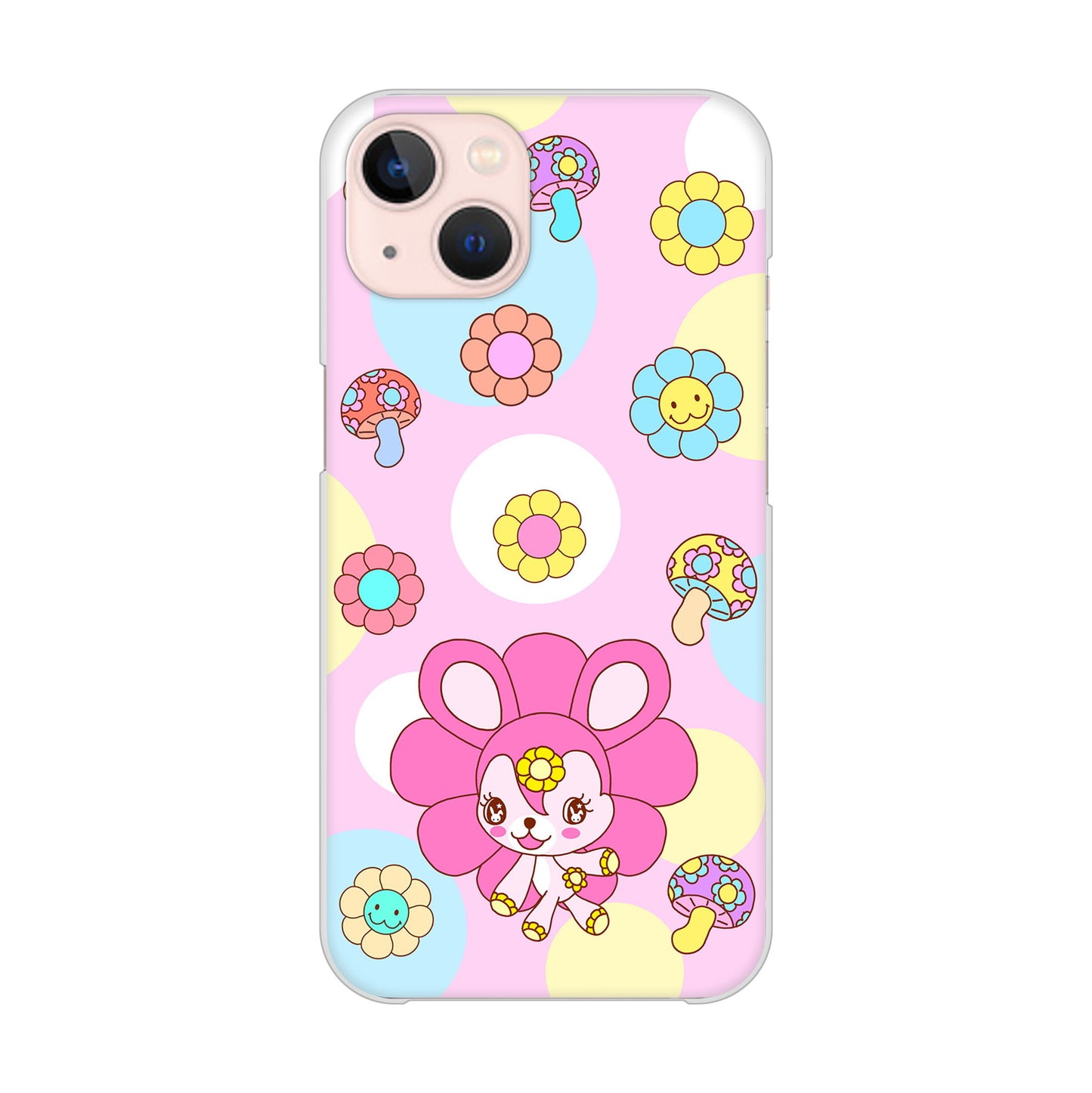 iPhone13 高画質仕上げ 背面印刷 ハードケース むかいあぐる フラワーうさぎのフラッピョン