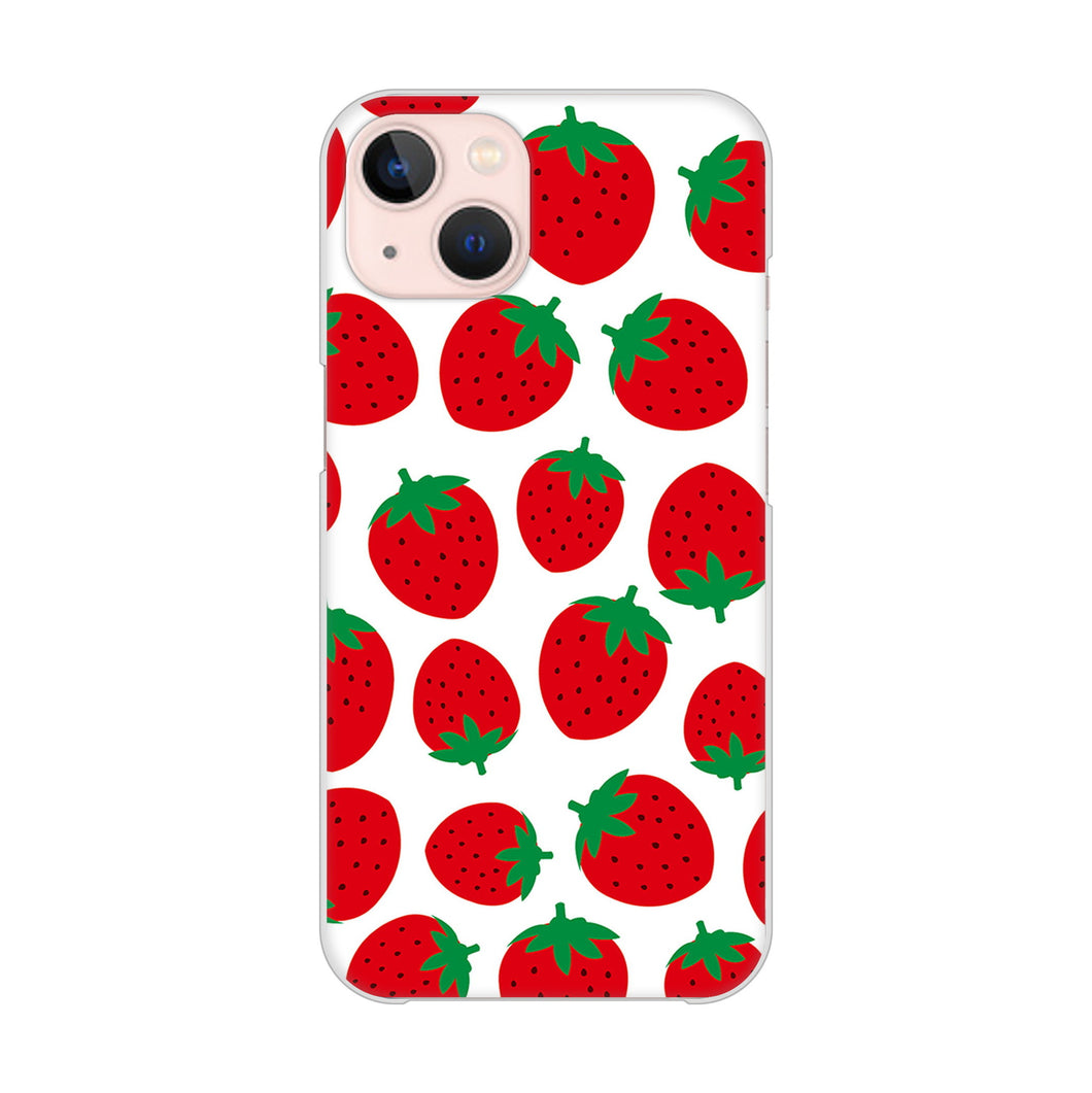 iPhone13 高画質仕上げ 背面印刷 ハードケース 小さいイチゴ模様