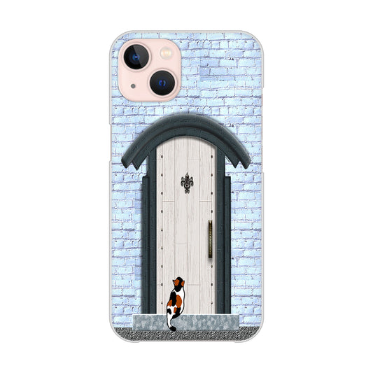 iPhone13 高画質仕上げ 背面印刷 ハードケース 猫とドア