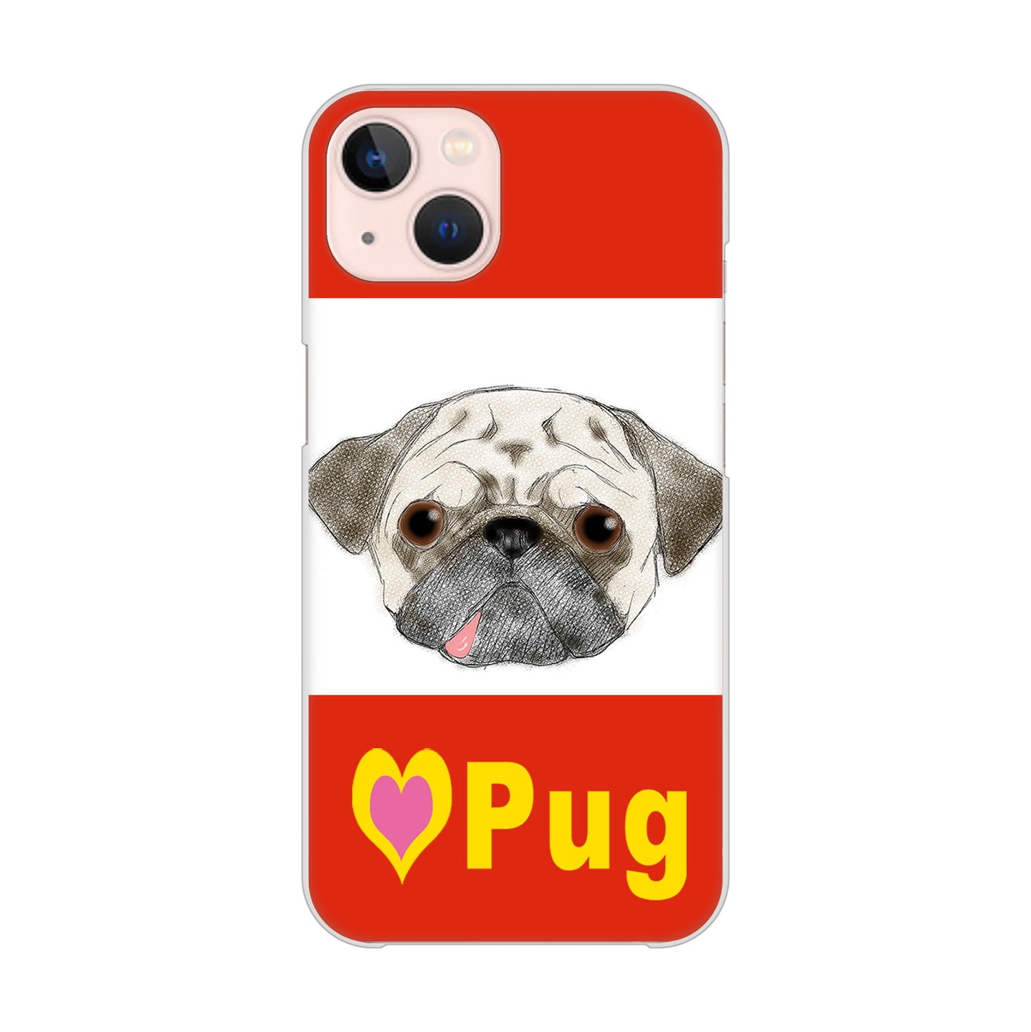 iPhone13 高画質仕上げ 背面印刷 ハードケース パグ