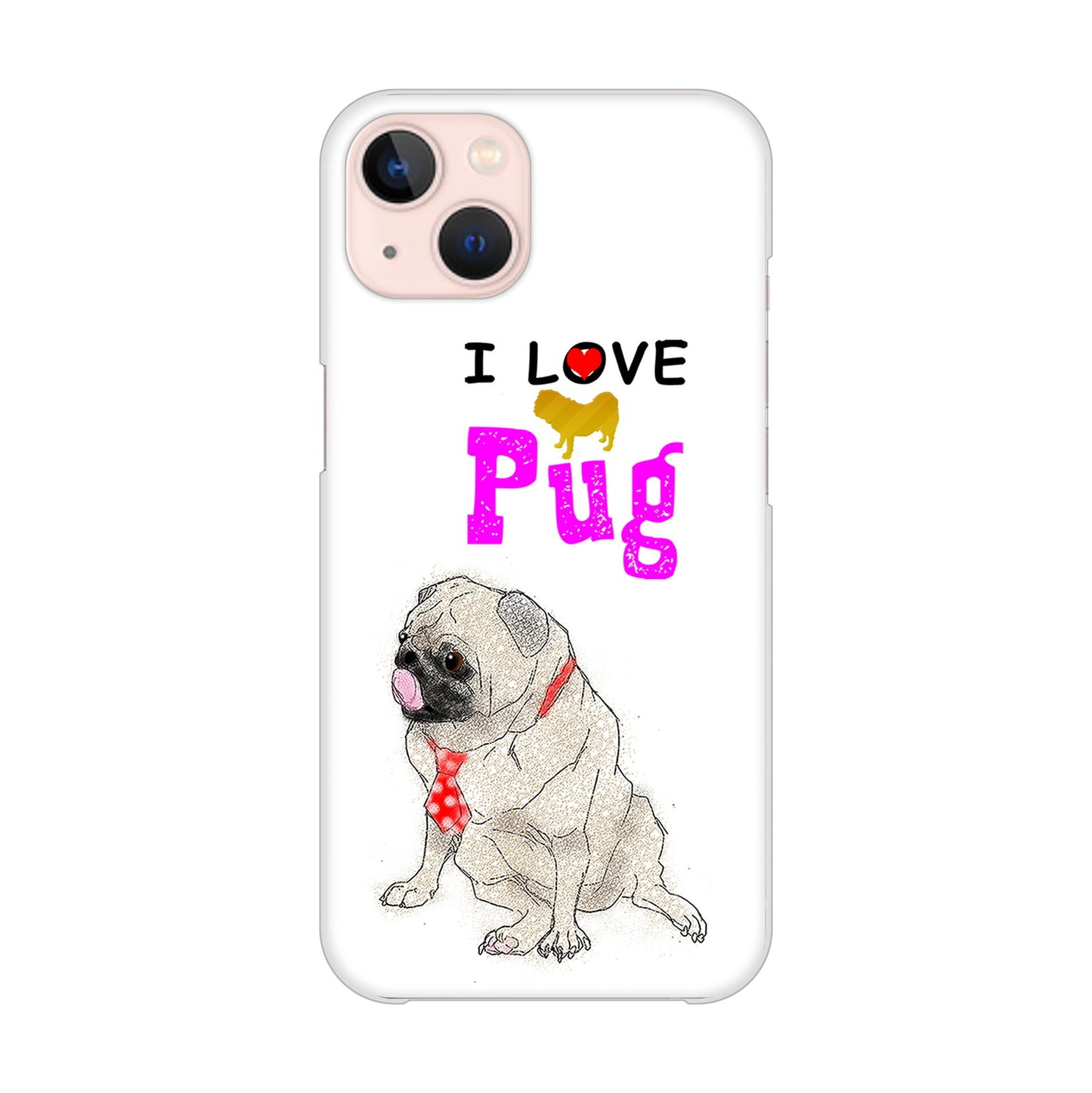 iPhone13 高画質仕上げ 背面印刷 ハードケース パグ